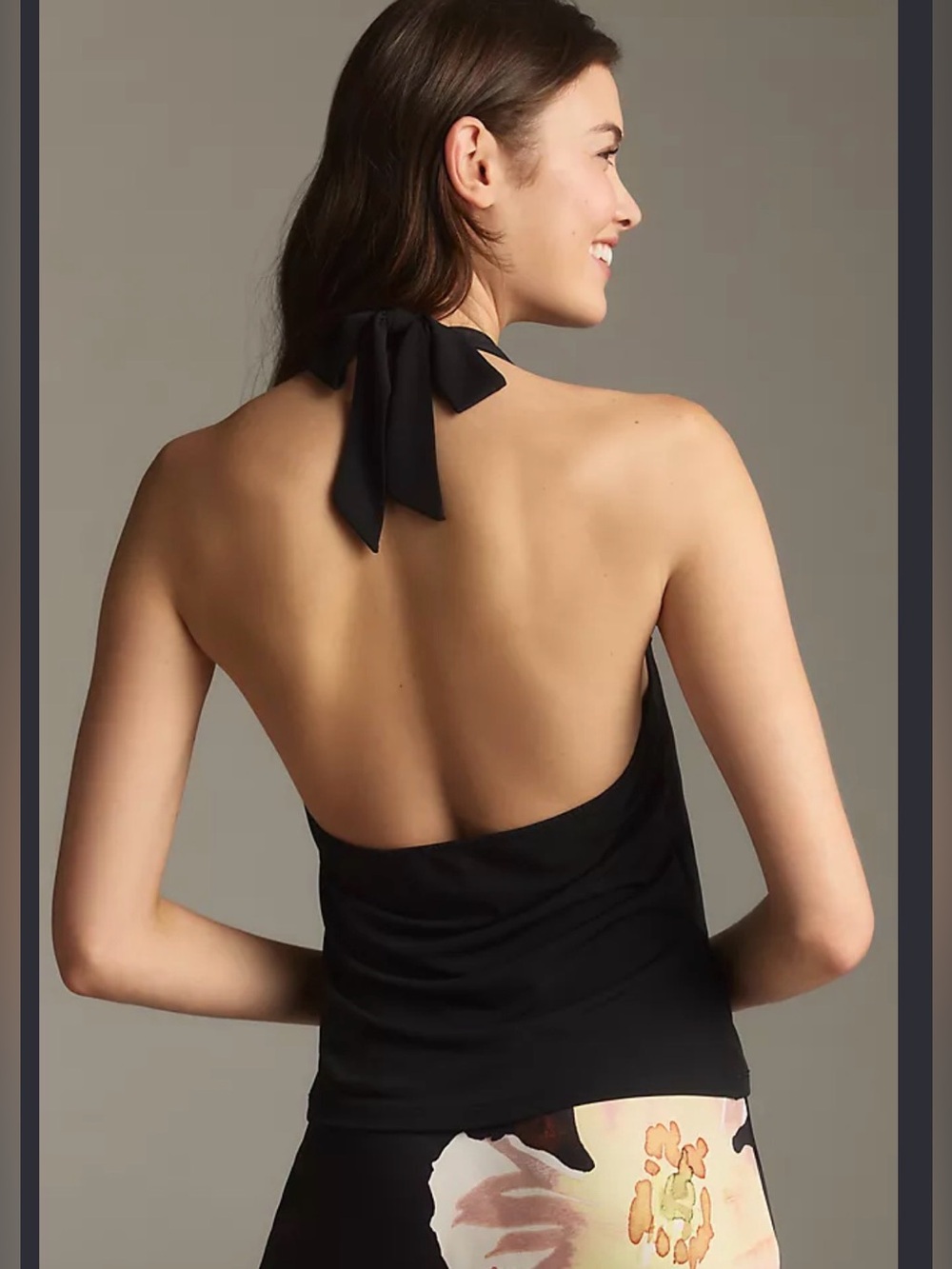 NWT Anthropologie Halter Neck Plunge Y2K Black Top , size M